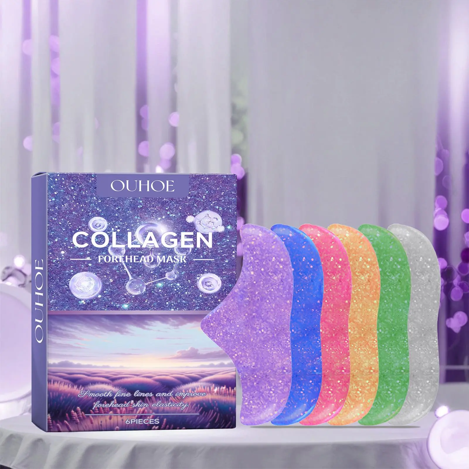 Collagen Forehead Patches, 6 Counts/box Hydrating Soft Forehead Mask for Firming Skin, Nourishing Face Skin Care Patches for Women & Men, Moisturizer, Beauty Products