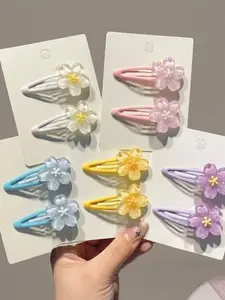 Stylish, durable, and adorable summer flower jelly hair clip 5-piece set, BB clips, sweet and colorful girly hair accessories, side hair accessories, new bangs hair clips, the perfect gift for a friend.