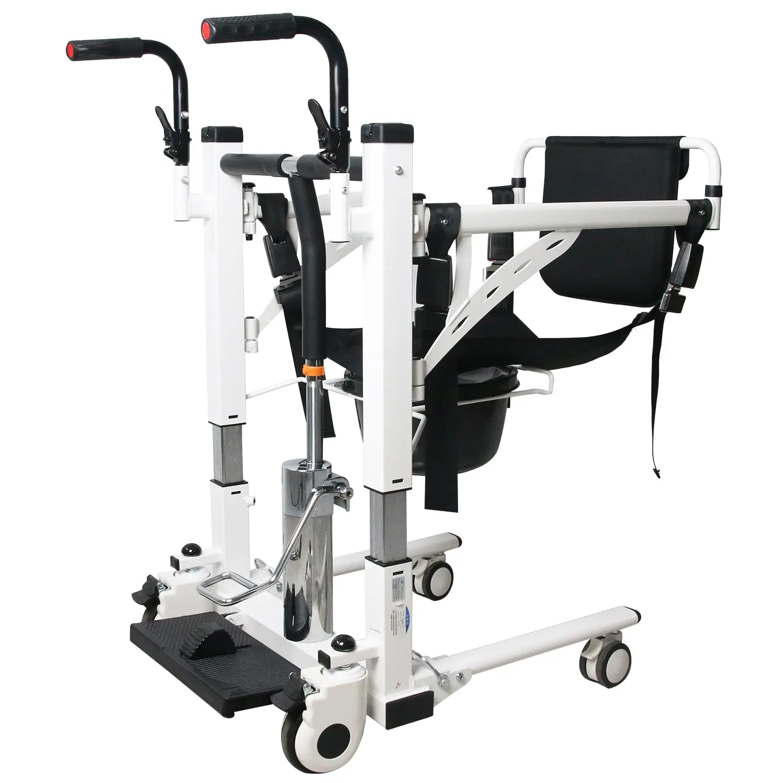 GARVEE Hydraulic Patient Transfer Lift Chair, 180° Split Seat, Multifunctional Transfer Wheelchair, Adjustable Seat Height, Portable Toilet Commode Chair, and Shower Chair