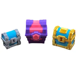 Clash Chests Decor - Royale Magical Gold Silver Crown Chest - 3D Printed Gamer Decor for Streamers and Mobile Gaming - Gift for Boyfriend Clash Fan - Does Not Open