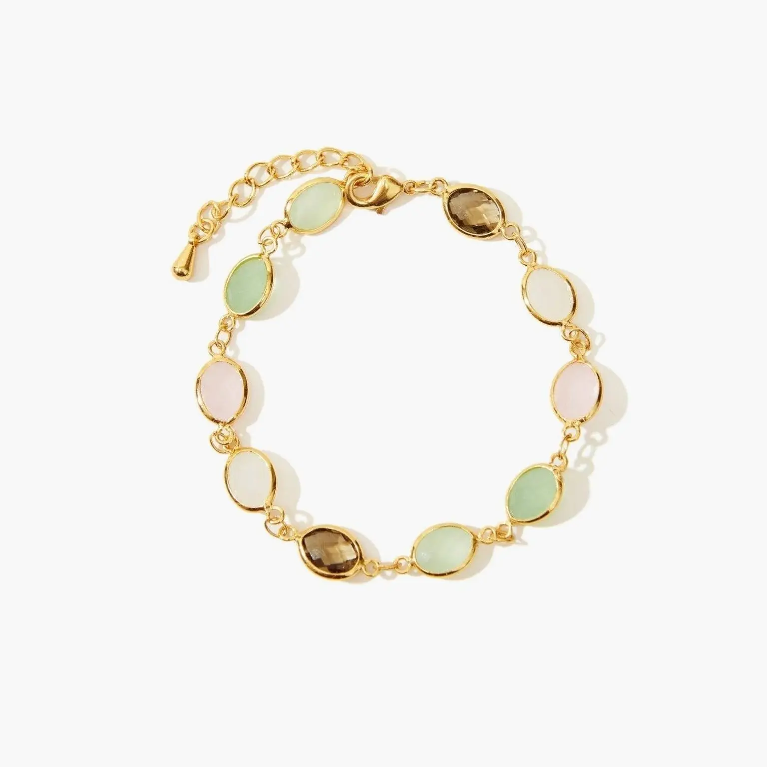en route 18K Gold Plated Whimsical Romance Stone Bracelet, Colorful Morandi-tone Jewelry, Chic Everyday Piece Perfect for Stacking, Set Styling or Layered Looks