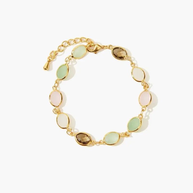 en route 18K Gold Plated Whimsical Romance Stone Bracelet, Colorful Morandi-tone Jewelry, Chic Everyday Piece Perfect for Stacking, Set Styling or Layered Looks