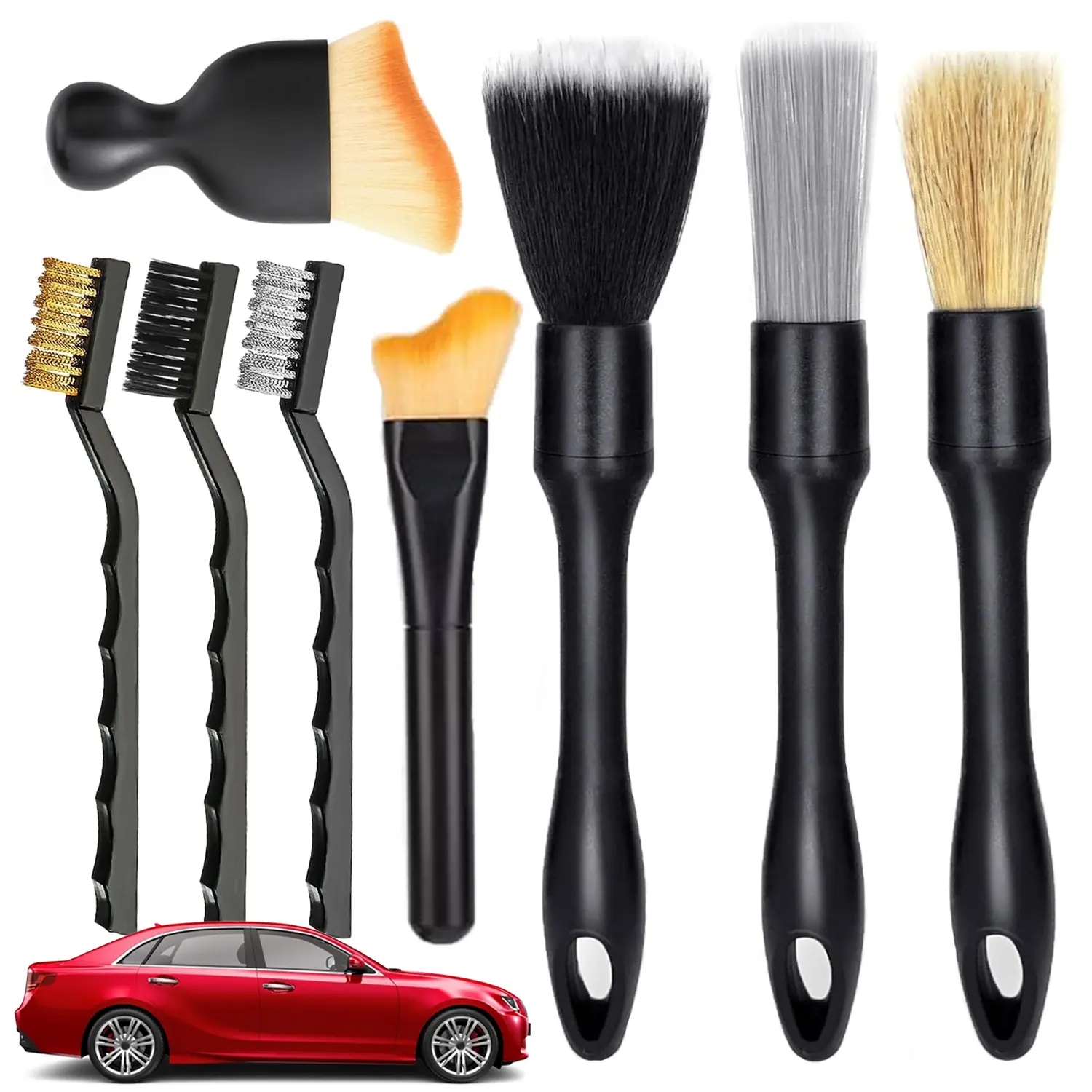 Car Detailing Brush Set for Car Cleaning Kit, Multi-Purpose Interior Car Cleaner Brush Set for Interior Detail, Includes Wire Brushes,Soft Bristle Dust Brushes,Car Cleaning Supplies, Car Detailing Products