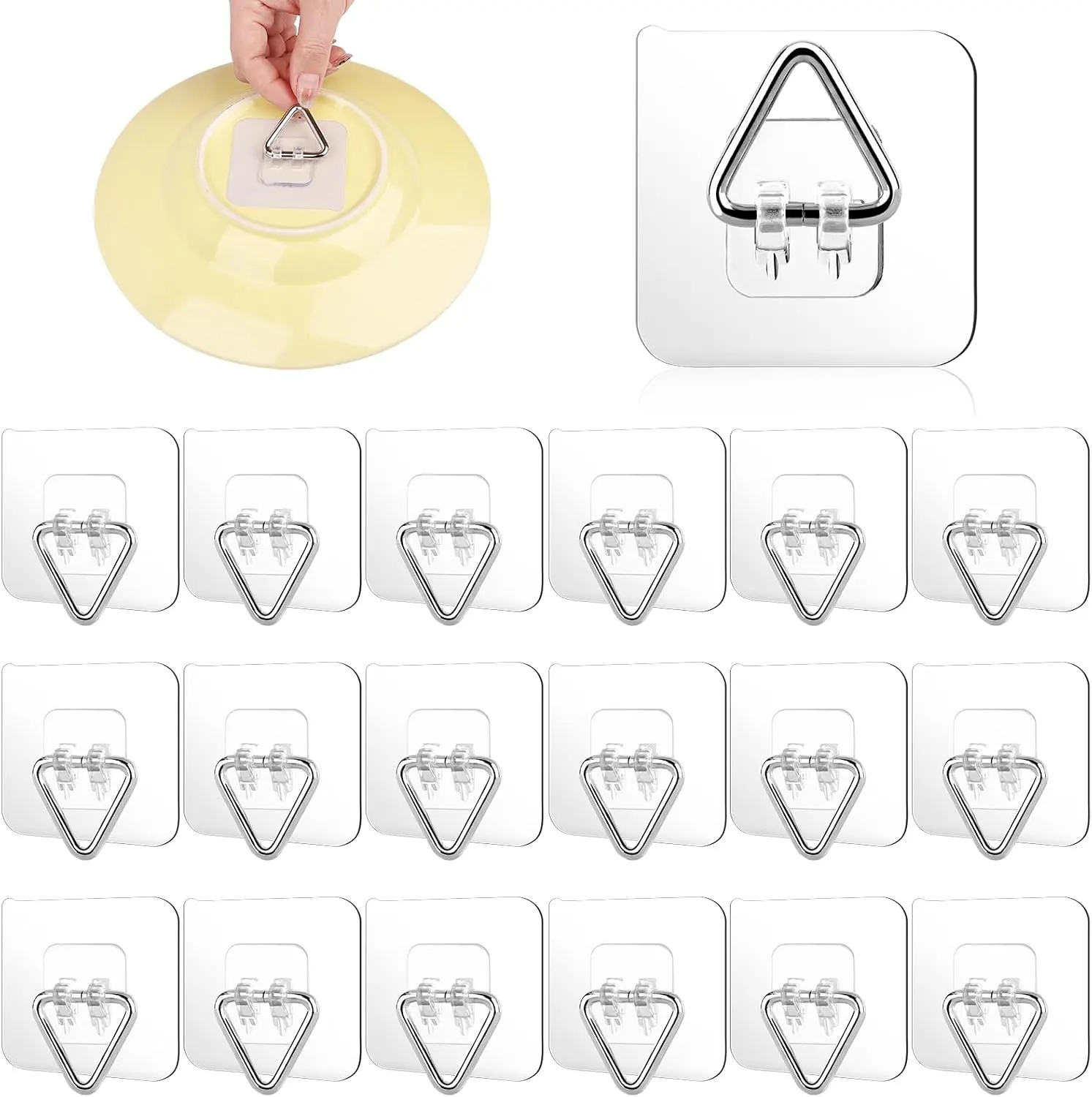 18 Pack Adhesive Plate Hangers for The Wall, 2.25" Invisible Picture Hanger | Vertical Wall Plate Hangers for Display, Art, Paintings, Decorative, Photo Frames