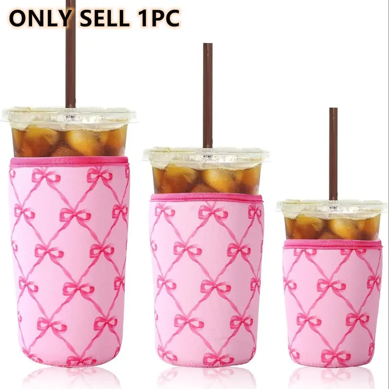 Reusable 3-Pack Iced Coffee Cup Sleeve, Insulated Neoprene, Beverage Holder for Iced Coffee, Durable Drink Sleeve for Cold Beverages, Drink Protectors, Bows, Tumbler Accessories, Reusable Drinkware Covers
