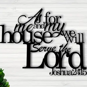 Christian Metal Wall Art Faith Scripture Joshua 24:15, Home Decor Bible Verse Decoration, Perfect Gift for New House, Garden, Balcony, Christian Touch