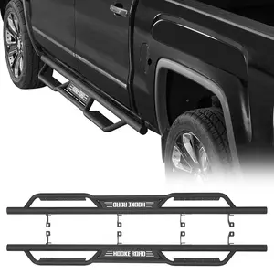 Hooke Road Nerf Side Steps for 2007-2018 Chevy Silverado & GMC Sierra 1500 Crew Cab & 2007-2019 Chevy Silverado & GMC Sierra 2500 HD 3500 HD (Excluding Diesel Models) Crew Cab  Truck Accessories