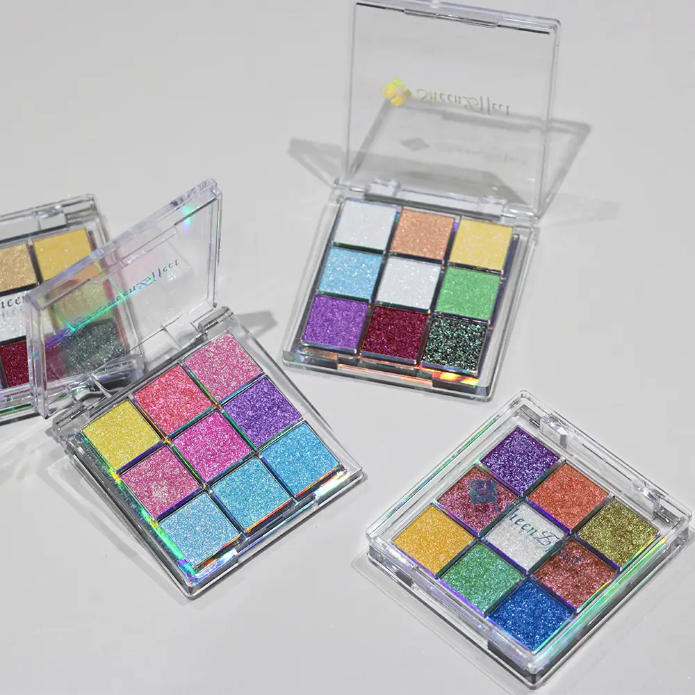 SE SHEENEFFECT Chameleon Eyeshadow Palette, 9-Shade Multichrome Eye Makeup with a Smooth 3D Holographic Shimmer, Also for Face Highlighter, Multicolor Eyeshadow Palette, Shimmery Eyeshadow