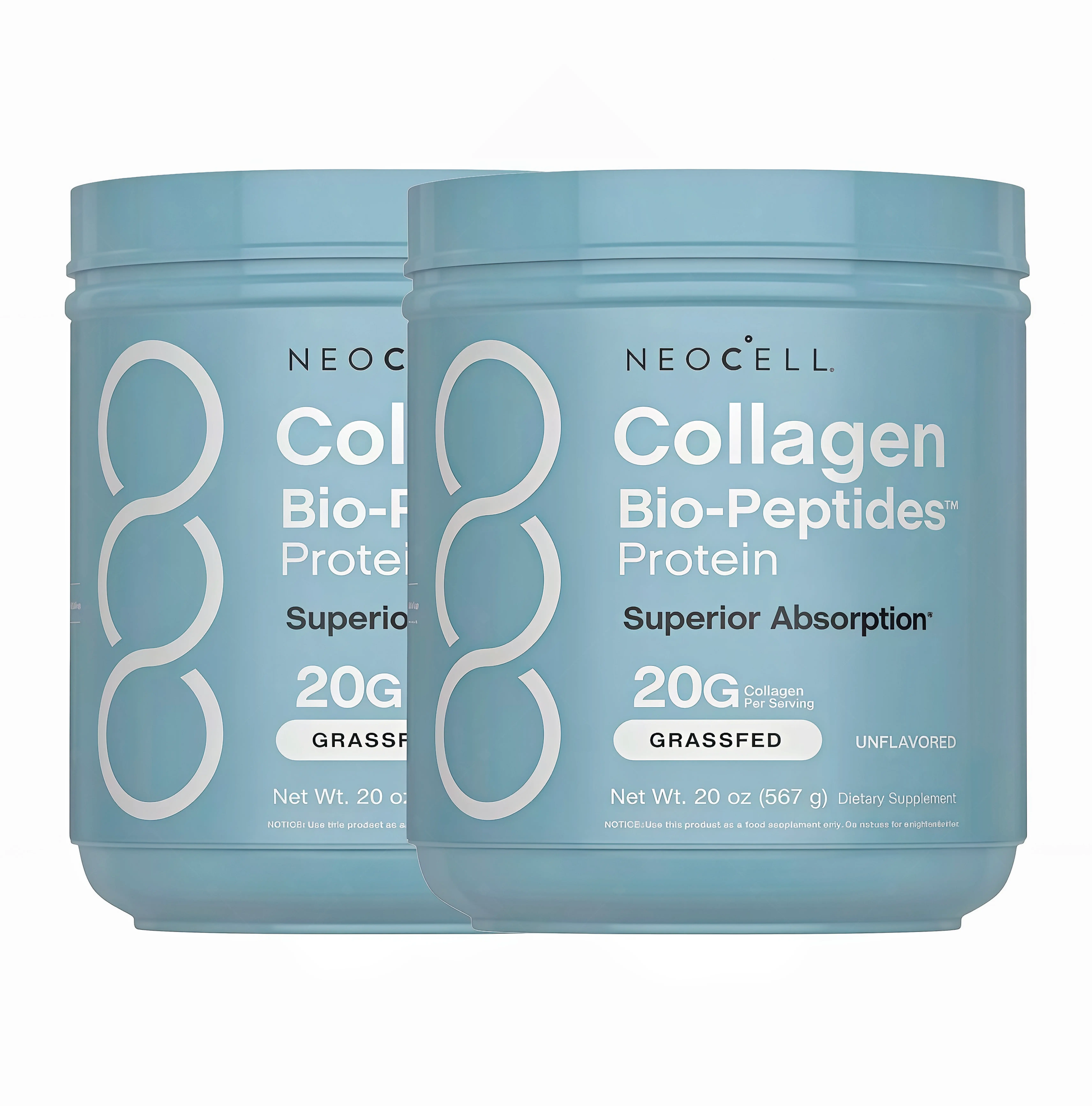 2 Pack NeoCell Collagen Peptides Powder 20oz - Grassfed Protein Supplement HH- Advanced with 18 Essential Amino Acids