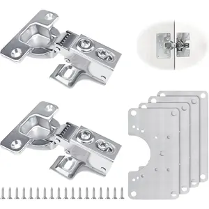2 count Cabinet Door Hinges, Cabinet Hinge Repair Plate Kit Fix Loose Sagging Cabinet Doors,Hinge Repair Plates for   Cabinets,Door Repair Kit Include(4 Repair Panels+2 Hinges+26 Screws) (1)