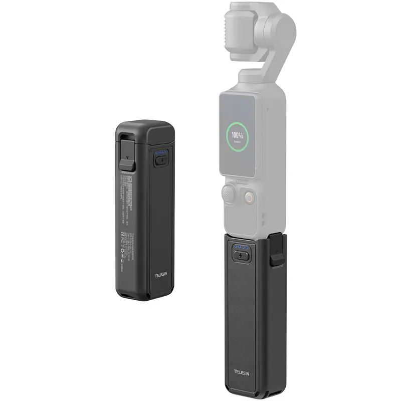TELESIN Fast Charging USB-C Battery Handle for Xtra Muse, DJI Osmo Pocket 4/3 - 5000mAh Photography Camera Accessories, Digital Camera Grip with 1.3X Runtime, Charge-While-Shooting, Compact Tripod Mount for Travel, Vlogging