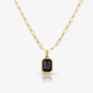 EVRY JEWELS Gold or Silver Plated Women's Hypoallergenic Kali Birthstone Necklace