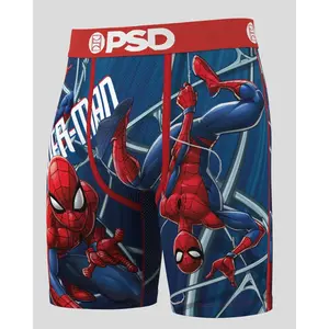 PSD Men's Marvel - Webbed Up Boxer Brief - Standard Length 7 Inch Inseam, Soft and Breathable Poly Blend Fabric Lightweight Underwear Activewear