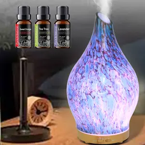 Create a Soothing Atmosphere 200ml Aromatherapy  with 7-Color Mood Light & Essential Oils Silent Waterless Essential Oil  wood grain colorful Flame Diffuser Humidifier with Auto Off Aroma Air Purifier Humidifier Stainless Steel Large Room fireplace