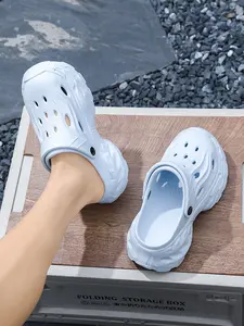 Unisex Off-White Texture Clogs: Turbine Platform Design, All-Season Versatile Comfort Sandals