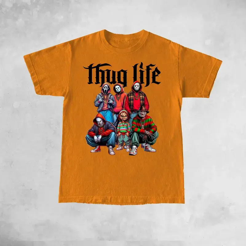Thug Life Horror Movie Halloween T-Shirt, Michael Myers T-Shirt, Ghost Face Shirt, Vintage Scary Movies Shirt, Horror Halloween Shirt