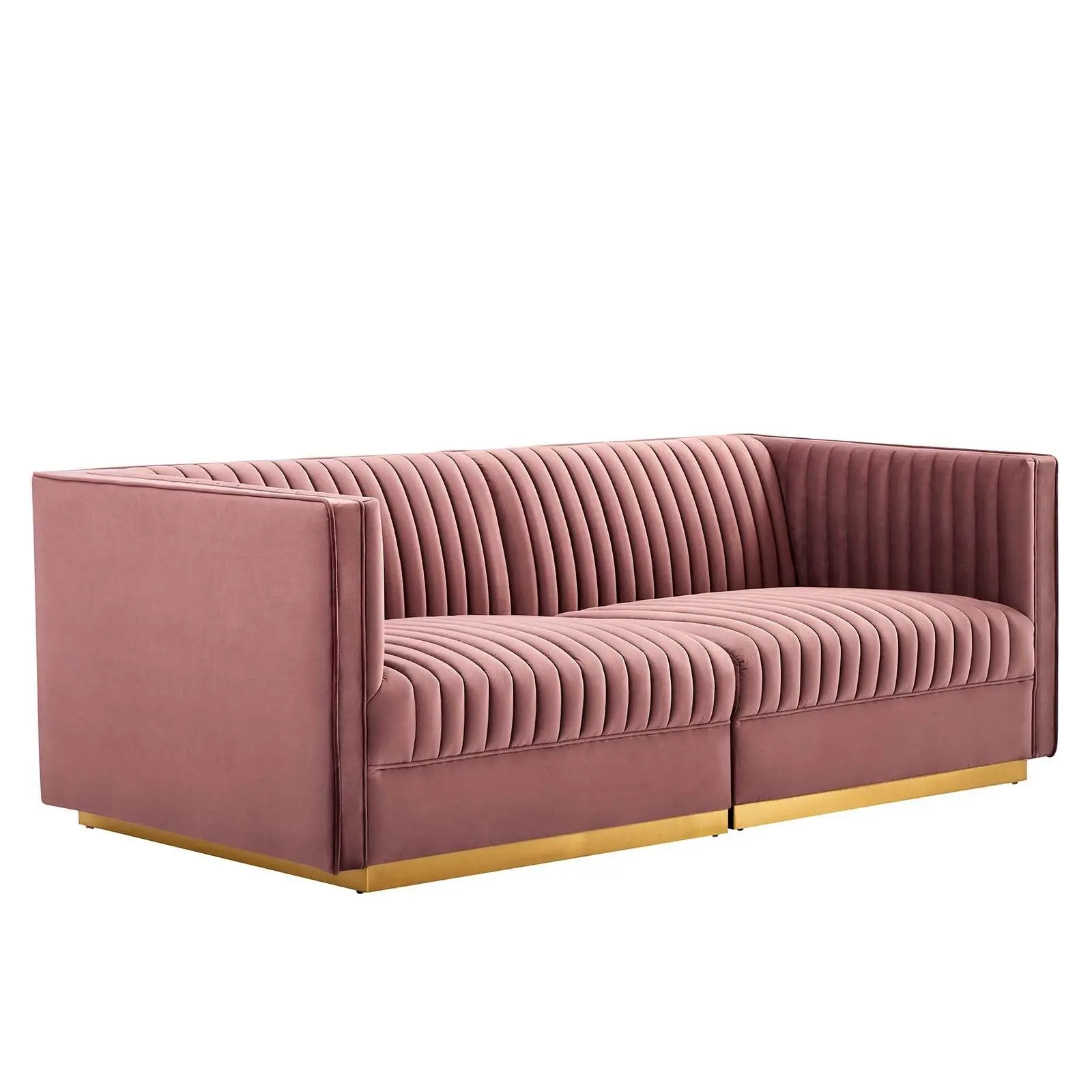 Modway Sanguine Channel Tufted Performance Velvet Modular Sectional Sofa Loveseat
