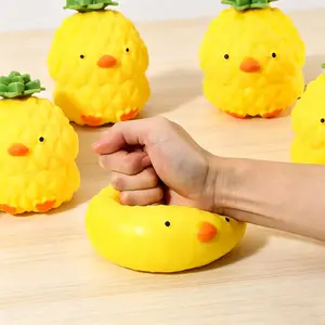 Pineapple Duck Squishy Toy TPR Material Slow Rise Stress Relief Fidget ASMR Sensory Desk Decor Home Office Party Gift Viral TikTok Trending Kawaii Decompression Kids Adults Students