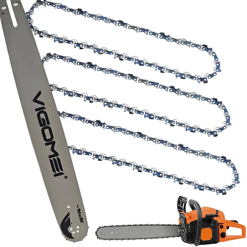 4-Piece Gas Chainsaw Replacement Kit: 3 Saw Chains, 1 Matching Guide Bar, Optional 16"/18"/20"/22"/24" Sizes, 3/8" LP Pitch, .058" Gauge, Sharp Wear-Resistant Parts for Tree Trimming, Firewood Cutting