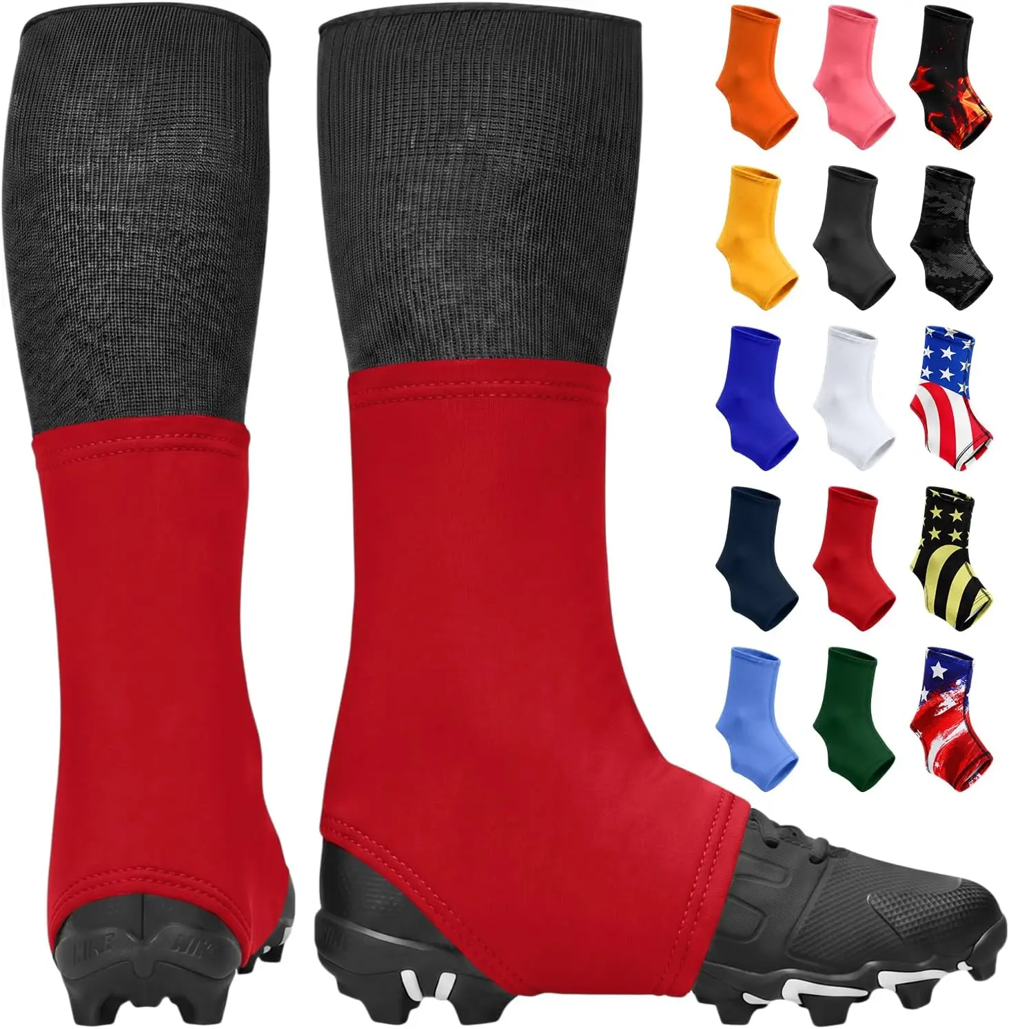 Exxact Sports Football Spats - High-Performance Solid White Cleat Covers for Men, 4 Different Sizes, Imported, 88% Polyester-12% Spandex Blend, Flexible, Easy to Clean, Machine Washable