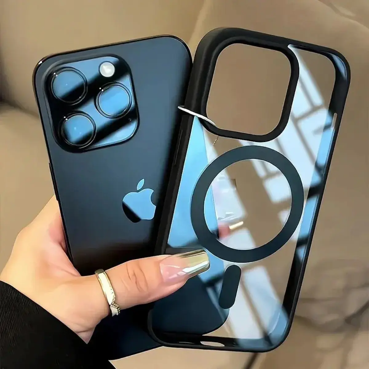 New Black Transparent MagSafe Magnetic Acrylic Hard Case for iPhone 12-17, 11 Pro Max - Wireless Charging Compatible Cellphone Casing for Handheld Devices, Mobile Phone Accessories