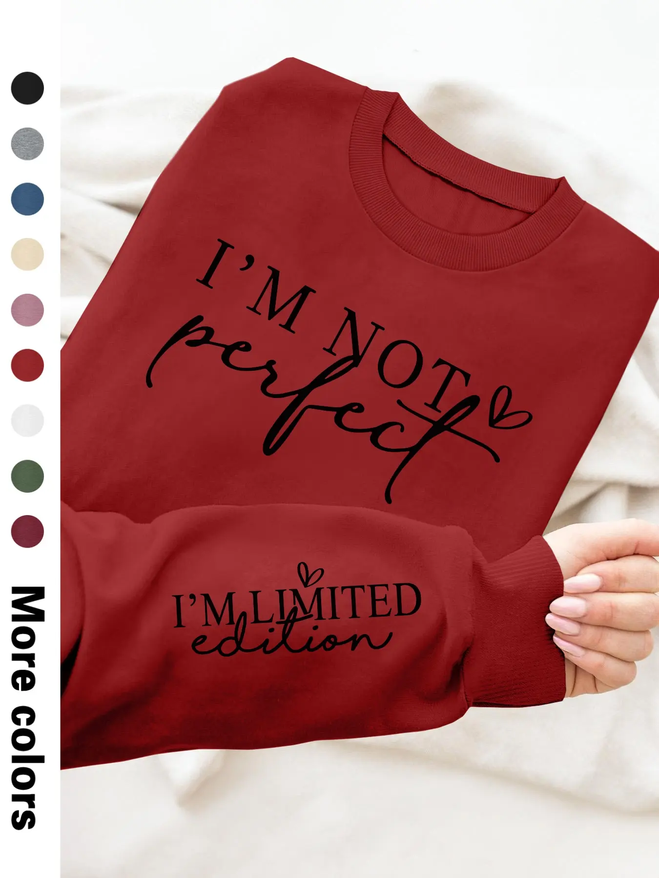 Women's Letter Print Round Neck Drop Shoulder Cozy Sweatshirt Tops, Casual Warm Sweatshirt, Casual Long Sleeve Crew Neck Pullover for Fall & Winter, Women's Clothes for Daily Wear, Womenswear