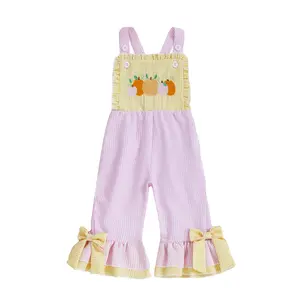 REDWOON Toddler Baby Girl Halloween Outfit Sleeveless Pumpkin Overalls Stripe Jumpsuit Girls Fall Clothes