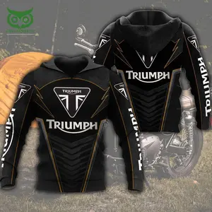 Triumph Motorcycles Hoodie With Yellow Line Black 3D Design, Biker Streetwear Pullover XS To 6XL, Rider Gift For Motor Fans