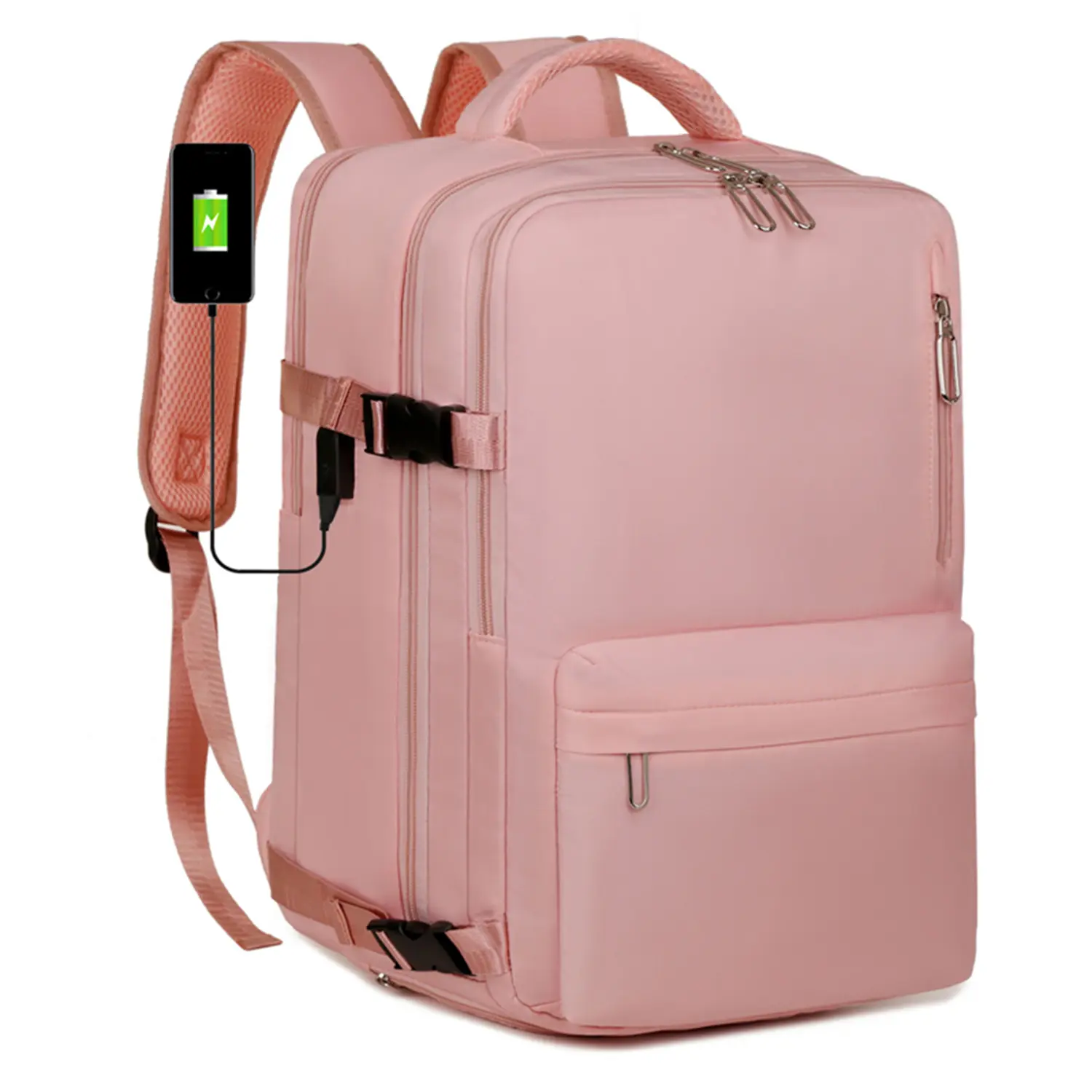 Unisex Casual Laptop Bags with USB Charging Port - Water Resistant, Adjustable Shoulder Strap for Business Travel, College, Fits 15.6in Notebook Functional Luggage Backpack