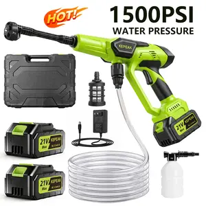 【SummerVibes】KEPEAK 1500PSI Cordless Car Wash Foam Cannon Kit, Portable Battery-Powered Pressure Washer with 550PSI Max Pressure, 1x48V 5.0Ah Rechargeable Battery, Snowflake Foam Spray Lance,Perfect Gift Idea