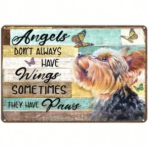 Aluminum Retro Wall Decor Funny Dog Sign with Yorkshire Terrier Design Vintage Plaque Decor for Home and Office Room Decor Vintage Decor