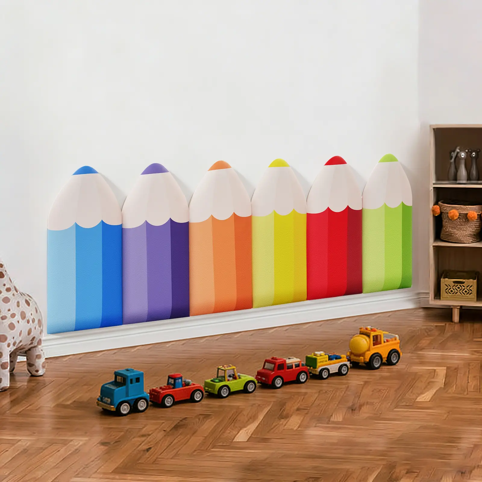 6 Pack Pencil Shaped Wall Padding for Kids Bedroom Playroom Safety