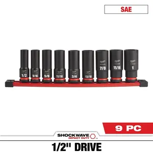 Milwaukee 49-66-7022 9PC 1/2" Drive SAE Deep 6 Point Socket Set (Open Box)