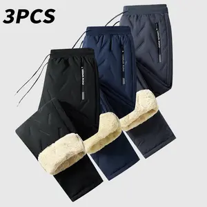 Men’s Warm Thermal Winter Snow Pants Ideal for Workouts & Outdoor Activities Machine Sweatpants Men Perfect for Extreme Cold Weather Layered Solid Color Design Regular Fit Menswear Top Stylish Trousers Men’s Casual Plain drawstring waistband