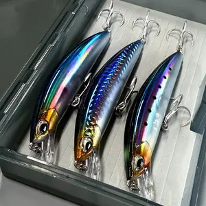 3-Pack Far Casting Wobbler Minnow Fishing Lures Fishing Tackle 10cm 29g Laser Bionic Reflective Coating Heavy Weight Fast Retrieve Sharp Hooks