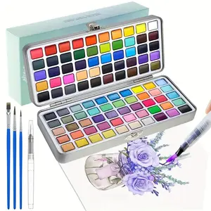 50/100 Color Solid Watercolor Paint Set, Portable Iron Box, Ideal for Sketching and Painting, Non-Disposable Art Supplies, Artist Supplies