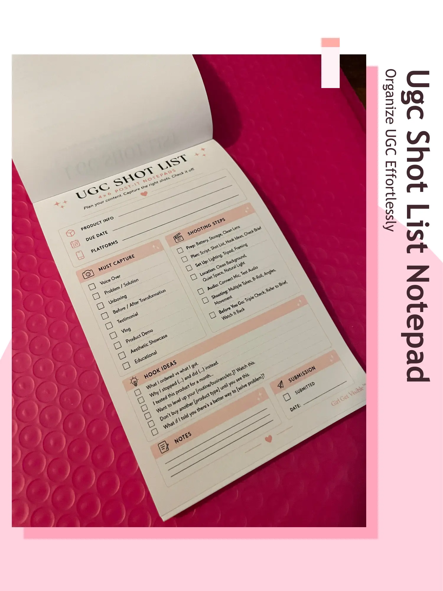 UGC Shot List Non-Adhesive Note Pad for Business & Management Professionals, Economics & Management Reference Tool