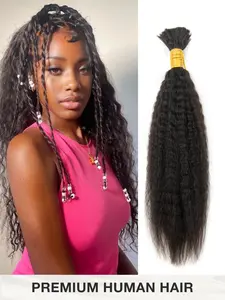 Kinky Straight Human Hair Bulk For Braiding No Weft Nature Black Braiding Hair Extensions Human Hair Braiding, Human Hair Bundles, Micro Braiding Human Hair For Boho Braids Crochet Human Hair, Knotless Braids Hair Extensions, Natural Hair