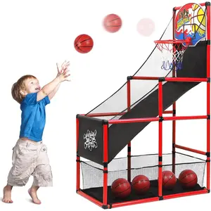 SUNDAY MIRTH AOKESI Arcade Basketball Game Set Indoor for Kids Basketball Hoop Outdoor Sports Play Toy for Toddler Boys Girls 3-5 6-7 8-12 Years Old Adjustable Height with 4 Balls