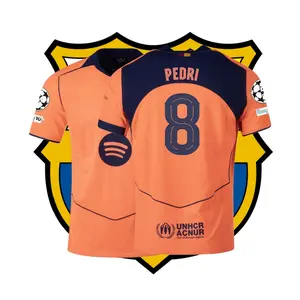 2025-26 Third Away Kit Pedri #8 Fan Edition Adult Short-Sleeve Breathable Quick-Dry Soccer Jersey La Liga (Champions League Armband)