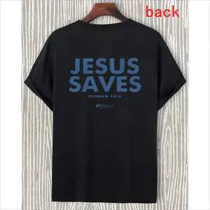 Romans 10:9 JESUS SAVES Graphic Tee, Inspirational Christian Shirt for Men & Women, Soft Breathable Cotton, Meaningful Religious Quote Print, Comfort Loose Fit Casual Top for Daily Faith Wear