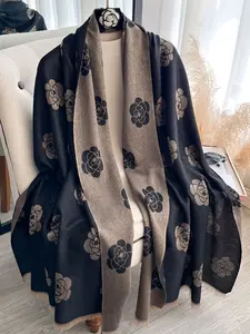 Women's Elegant Geometric Print Shawl, Floral Pattern Shawl, Fashion Accessory, Multi-Purpose Scarf, Lightweight Comfortable Material, All-Season Wear