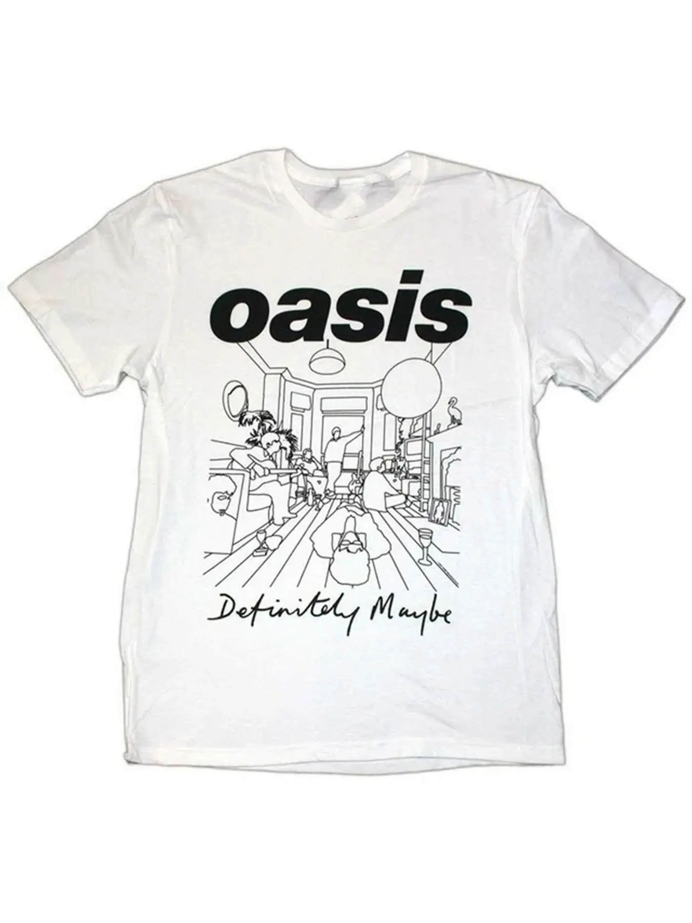Unisex Oasis Graphic Tee, Casual Fitted Short Sleeve Round Neck T-Shirt, Independent Music Band Apparel, All Seasons Wear