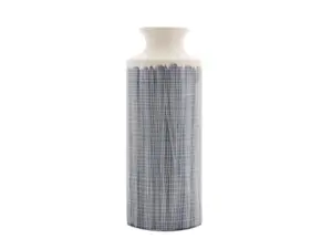 212 MAIN Watertight Coastal Terracotta Striped Round Floor Vase - 19.25 in, Blue & White, 1 Size Home Decor Piece for Decoration, Living Room