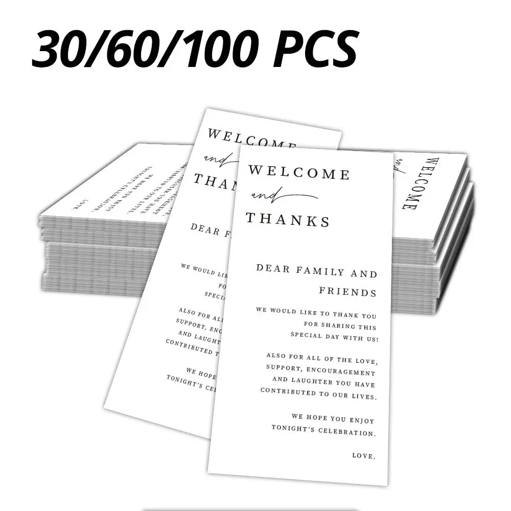 Modern Simple Welcome & Thank You Notes, Wedding Table Thank You Cards, Seating Arrangement Thank You Cards, Party Supplies, Custom Message Card, Positive Message Card, Thank You Cards Bulk, Thanks Card