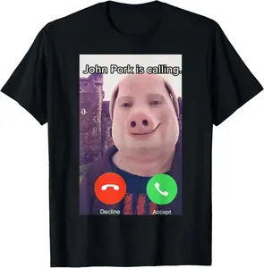 [100% Cotton] John Pork Is Calling Funny Answer Call Phone T-Shirt streetwear dtf printing