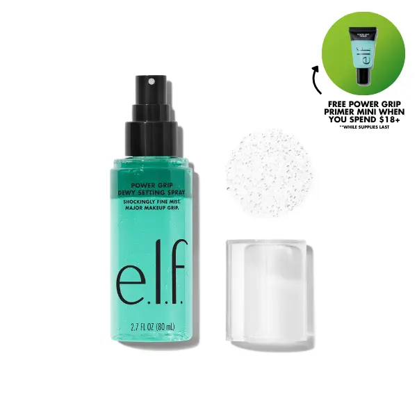 e.l.f. Power Grip Dewy Setting Spray - Bi-Phase Long-Lasting Makeup Spray, 5% Aloe + Hyaluronic Acid, Fine Mist, Non-Sticky 27.7 oz (80 mL)