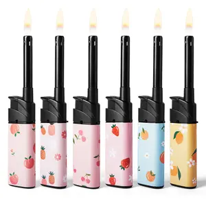 6 Pack Candle Lighter Multipurpose Lighter Utility Lighters with Extended Wand Handy Refillable for Kitchen Fireplace Pilot Light DIY BBQ Grill Stove