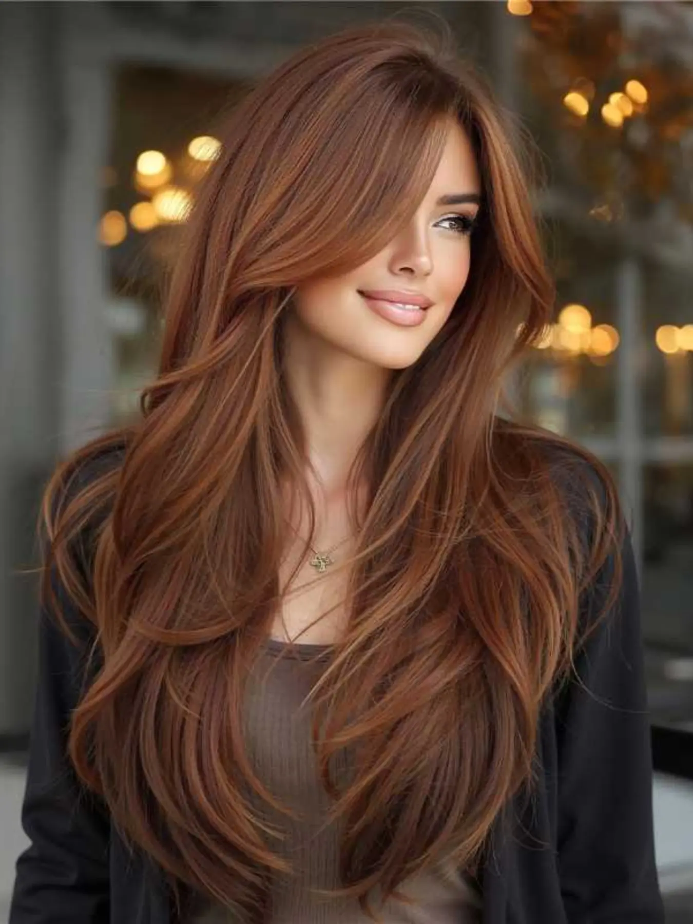 26 Inch Long Hair High Temperature Fiber Full Head Synthetic Smooth Wig, Fashionable Holiday Christmas Style, Elegant and Trendy, Heat Resistant Wig, Straight Wig, Synthetic Material Wigs, Heat Friendly Wig