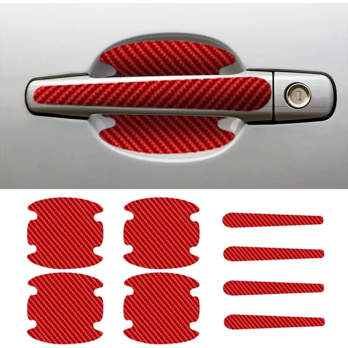 8-Piece Carbon Fiber Universal Car Door Handle Scratch Protectors - Protect Your Car's Handles, Car Accessories, Auto Parts Accessories